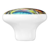 Champignonvisioenen Trippy Retro Kleurrijk Keramische Knop (Zijkant)