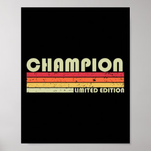Champion achternaam Funny Retro Vintage 80s verjaa Poster