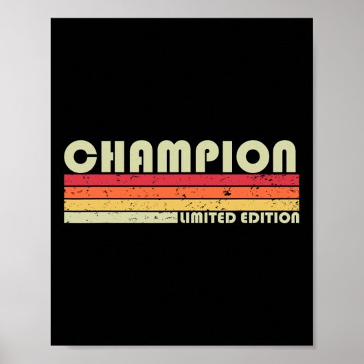 Champion achternaam Funny Retro Vintage 80s verjaa Poster (Voorkant)