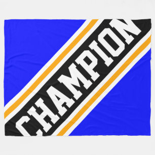 CHAMPION Athletic Vivid Blauw Zwart Racing Stripes Fleece Deken