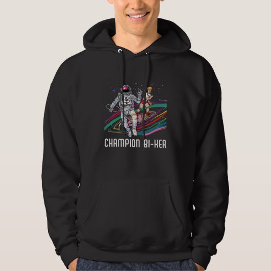Champion Bi ker Bicycle Bisexual Rainbow Pride LGB Hoodie (Voorkant)