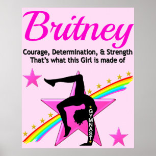 CHAMPION GYMNASTICS GIRL PERSONALISEERD POSTER