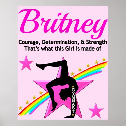 CHAMPION GYMNASTICS GIRL PERSONALISEERD POSTER (Voorkant)