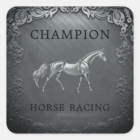 Champion Horse Racing Championship gegraveerde pla Vierkante Sticker (Voorkant)