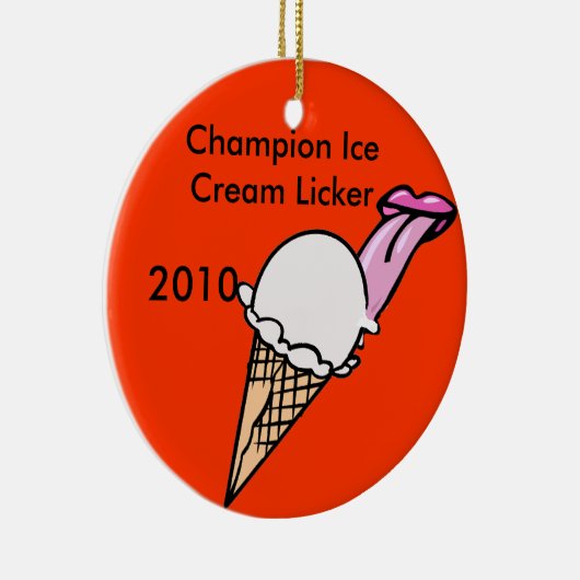 Champion Ice Cream Licker Keramisch Ornament (Rechts)