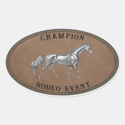 Champion Rodeo Event Country Western Personalisere Ovale Sticker (Voorkant)