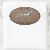 Champion Rodeo Event Country Western Personalisere Ovale Sticker (Tas)