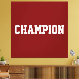 CHAMPION sportieve witte tekst op vette vintage ro Canvas Afdruk