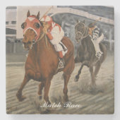 Champion Thoroughbred Wins Horse Race Stenen Onderzetter (Voorkant)