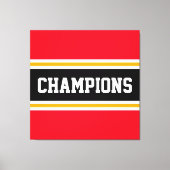 CHAMPIONS Athletic Bright Red Black Racing Stripes Canvas Afdruk (Voorkant)