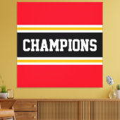 CHAMPIONS Athletic Bright Red Black Racing Stripes Canvas Afdruk (Insitu (Woonkamer))