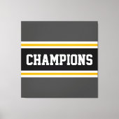 CHAMPIONS Athletic Grijs Geel Zwart Wit Strepen Canvas Afdruk (Voorkant)