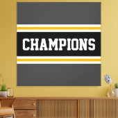 CHAMPIONS Athletic Grijs Geel Zwart Wit Strepen Canvas Afdruk (Insitu (Woonkamer))
