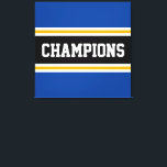 CHAMPIONS Bright Athletic Black Stripes Canvas Afdruk<br><div class="desc">Dit kleurrijke,  sportieve ontwerp is voorzien van atletische CHAMPIONS-tekst in een brede zwarte horizontale middelste racestreep met aangrenzende goudgele en witte strepen tegen buitenste randstrepen. De kleuren en tekst in dit ontwerp kunnen worden gepersonaliseerd.</div>
