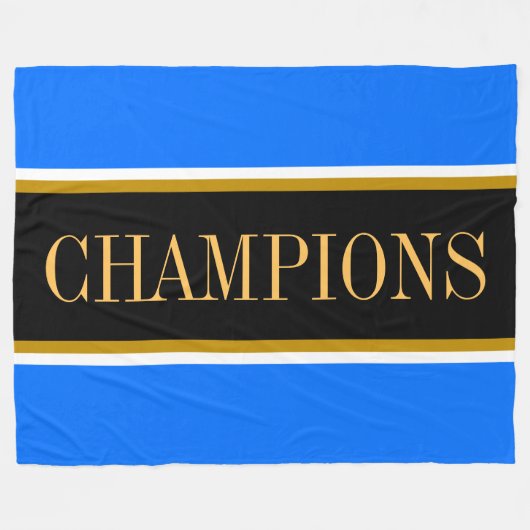 CHAMPIONS Bright Blue Black White Racing Stripes  Fleece Deken (Voorkant (Horizontaal))