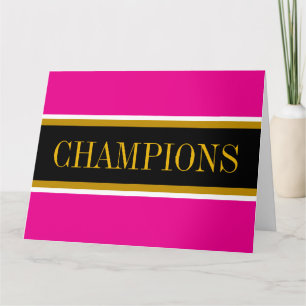 CHAMPIONS Helder Roze Zwart Wit Racing Strepen Bedankkaart