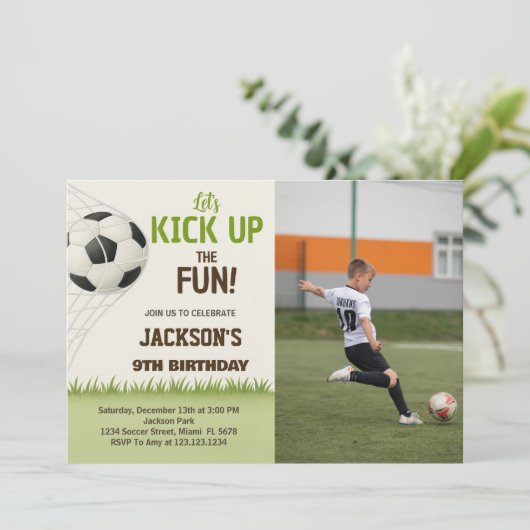 Champions League Soccer verjaardag uitnodiging (Staand voorkant)