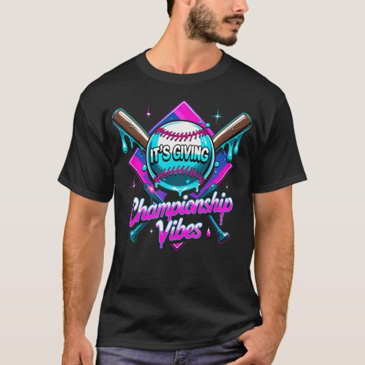 Championship Vibes Baseball Softball Dripping Desi T-shirt (Voorkant)
