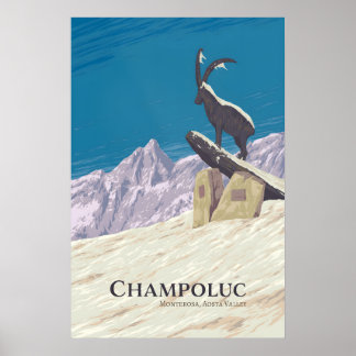 Champoluc Italië Skigebied Reisposter Poster