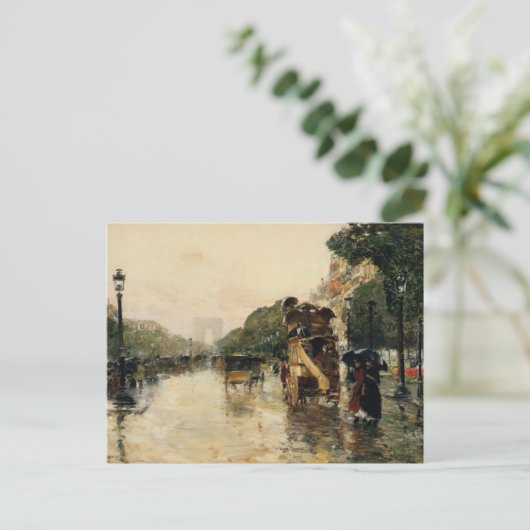 Champs Elysee, Hassam Post Card Briefkaart (Staand voorkant)