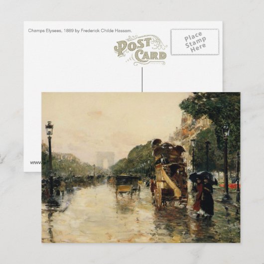 Champs Elysee, Hassam Post Card Briefkaart (Voorkant / Achterkant)