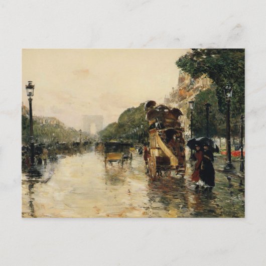 Champs Elysee, Hassam Post Card Briefkaart (Voorkant)