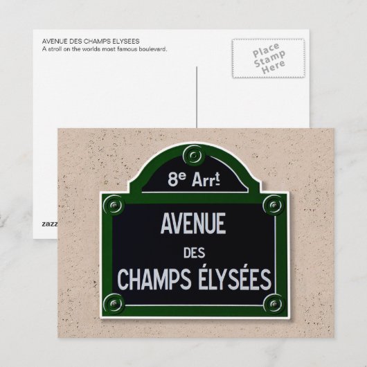 Champs Elysee Sign Post Card Briefkaart (Voorkant / Achterkant)