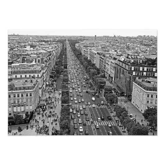 Champs Elyses van de Arc de Triomphe Foto Afdruk (Voorkant)