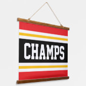 CHAMPS Fun Helder Rood Zwart Geel Wit Strepen Hangend Wandkleed (Gebogen)