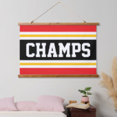 CHAMPS Fun Helder Rood Zwart Geel Wit Strepen Hangend Wandkleed (Slaapkamer)