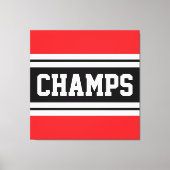 CHAMPS Helder Rood Zwart Wit Racing Stripes Canvas Afdruk (Voorkant)