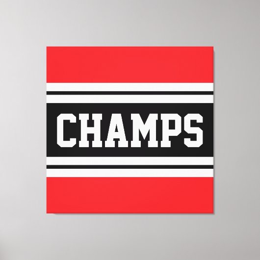 CHAMPS Helder Rood Zwart Wit Racing Stripes Canvas Afdruk (Voorkant)