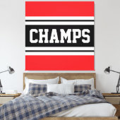 CHAMPS Helder Rood Zwart Wit Racing Stripes Canvas Afdruk (Insitu (Slaapkamer))