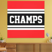 CHAMPS Helder Rood Zwart Wit Racing Stripes Canvas Afdruk (Insitu (Woonkamer))