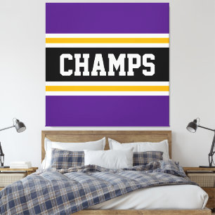CHAMPS Leuke sportieve paars oranje zwart gestreep Canvas Afdruk
