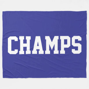 CHAMPS Vet atletisch witte tekst op diepblauw Fleece Deken