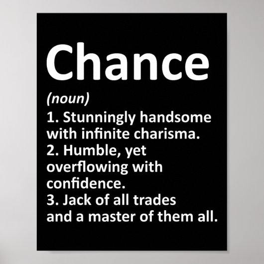 Chance Definition Personal Name Funny Birthday Poster (Voorkant)