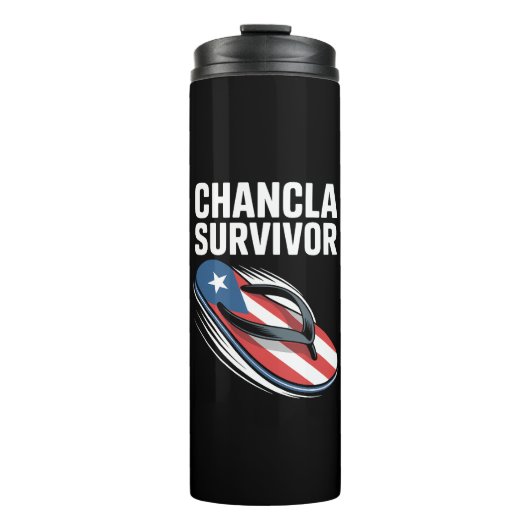 Chancla-overlevende grappige Spaanse grap Thermosbeker (Voorkant)