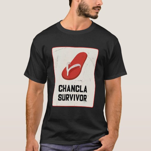 Chancla-overlevende Spaanse grap T-shirt (Voorkant)