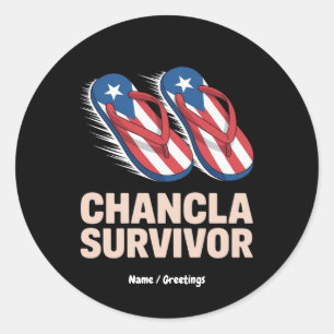 Chancla Survivor Grappig Puerto Rico Joke Gift Ronde Sticker