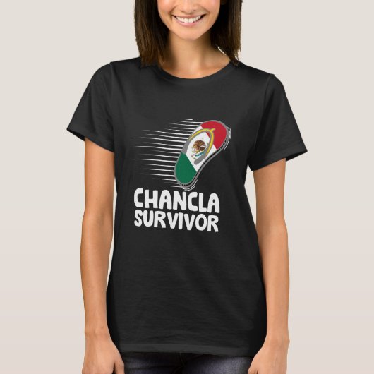 Chancla Survivor Mexico Grappige Mexicaanse vlag J T-shirt (Voorkant)