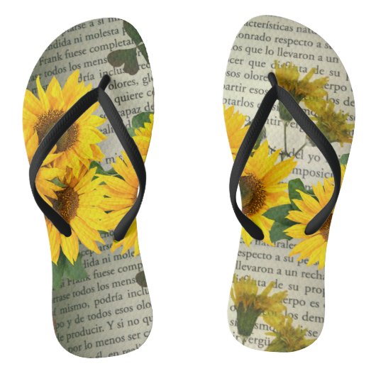 Chanclas con girasoles y letras, amarillo y verde teenslippers (Voetbed)