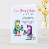 Chand Raat - Cute Shopping Invite Kaart (Gele Bloem)