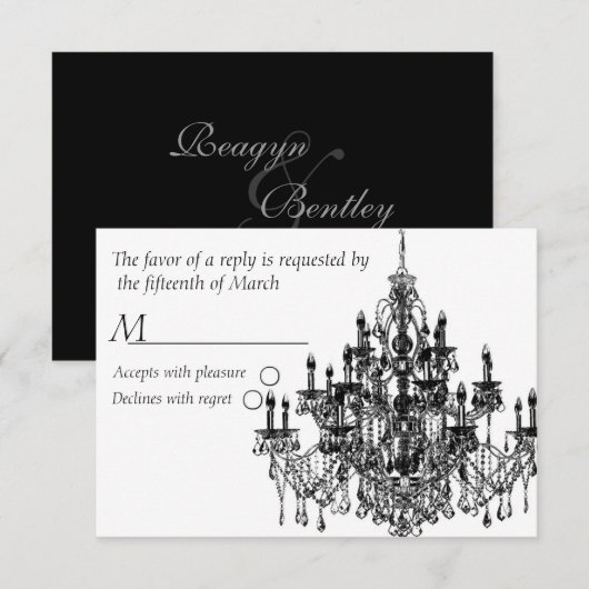 Chandee Amore' rsvp-kaart zwart RSVP Kaartje (Voorkant / Achterkant)