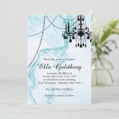 Chandelier Bat Mitzvah Invite op Turquoise Marble Kaart (Staand voorkant)