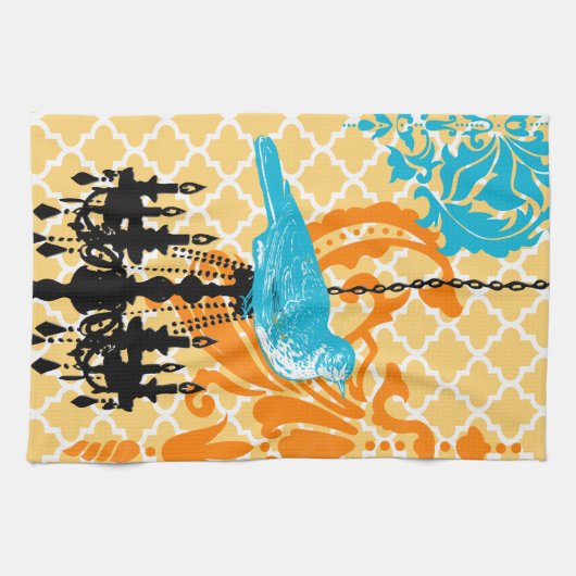 Chandelier  Bird Damask Moroccan Tegel Theedoek (Horizontaal)