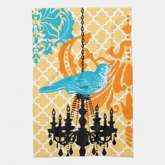 Chandelier  Bird Damask Moroccan Tegel Theedoek (Verticaal)