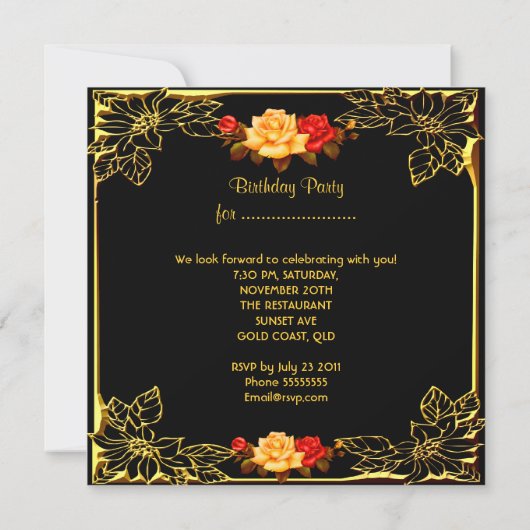 Chandelier Birthday Party Champagne Kaart (Achterkant)