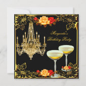 Chandelier Birthday Party Champagne Kaart (Voorkant)