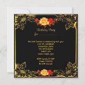 Chandelier Birthday Party  Red Gold Roos Kaart (Achterkant)